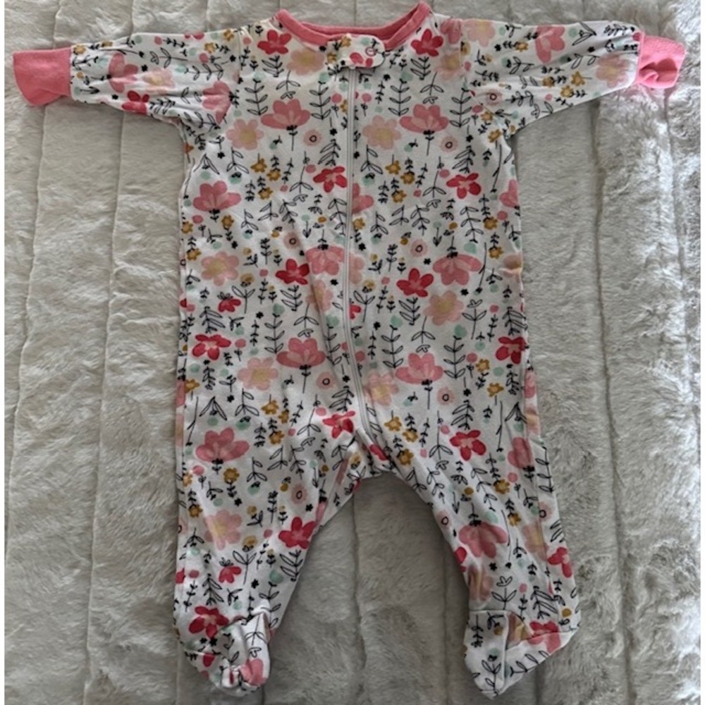 Gerber Organic Cotton Floral Zip Front Sleep and Play Footie Sleeper Newborn